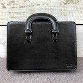 Black Leather File Organizer Bag - Laptop Bag