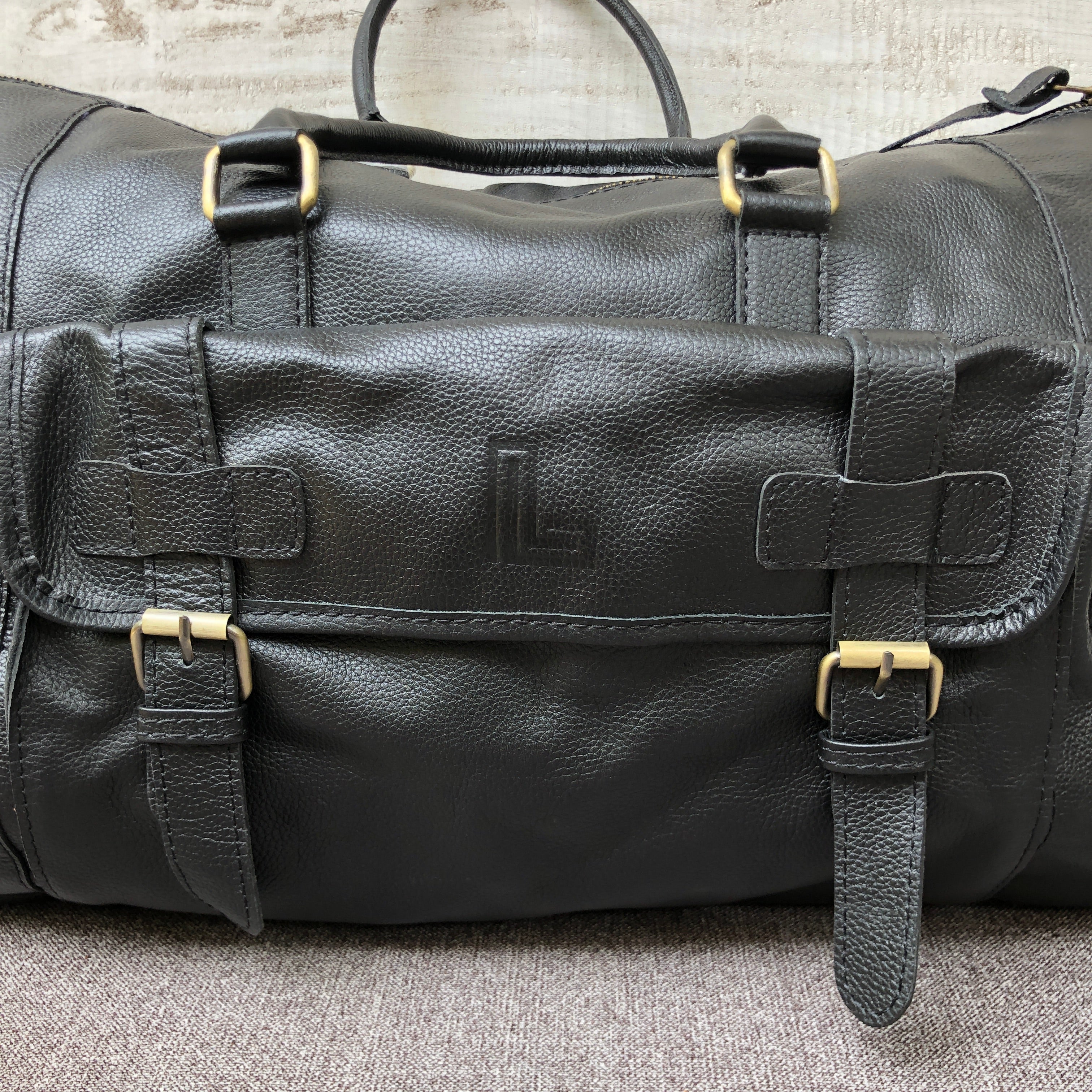 Black Voyager - Leather Duffle Bag