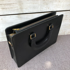 Black Leather File Organizer Bag - Laptop Bag