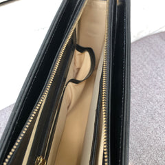 Black Leather File Organizer Bag - Laptop Bag