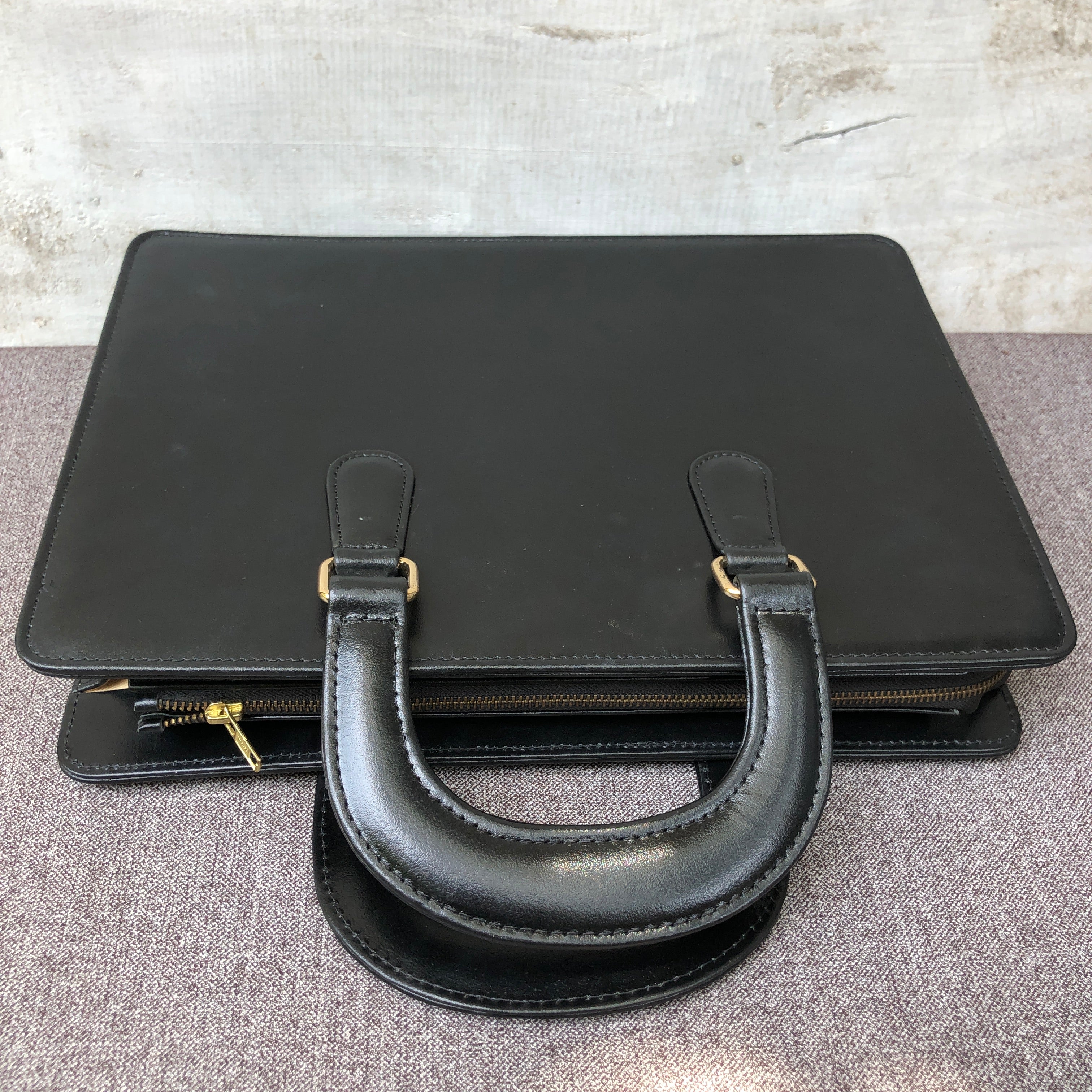 Black Leather File Organizer Bag - Laptop Bag