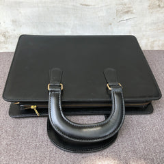 Black Leather File Organizer Bag - Laptop Bag