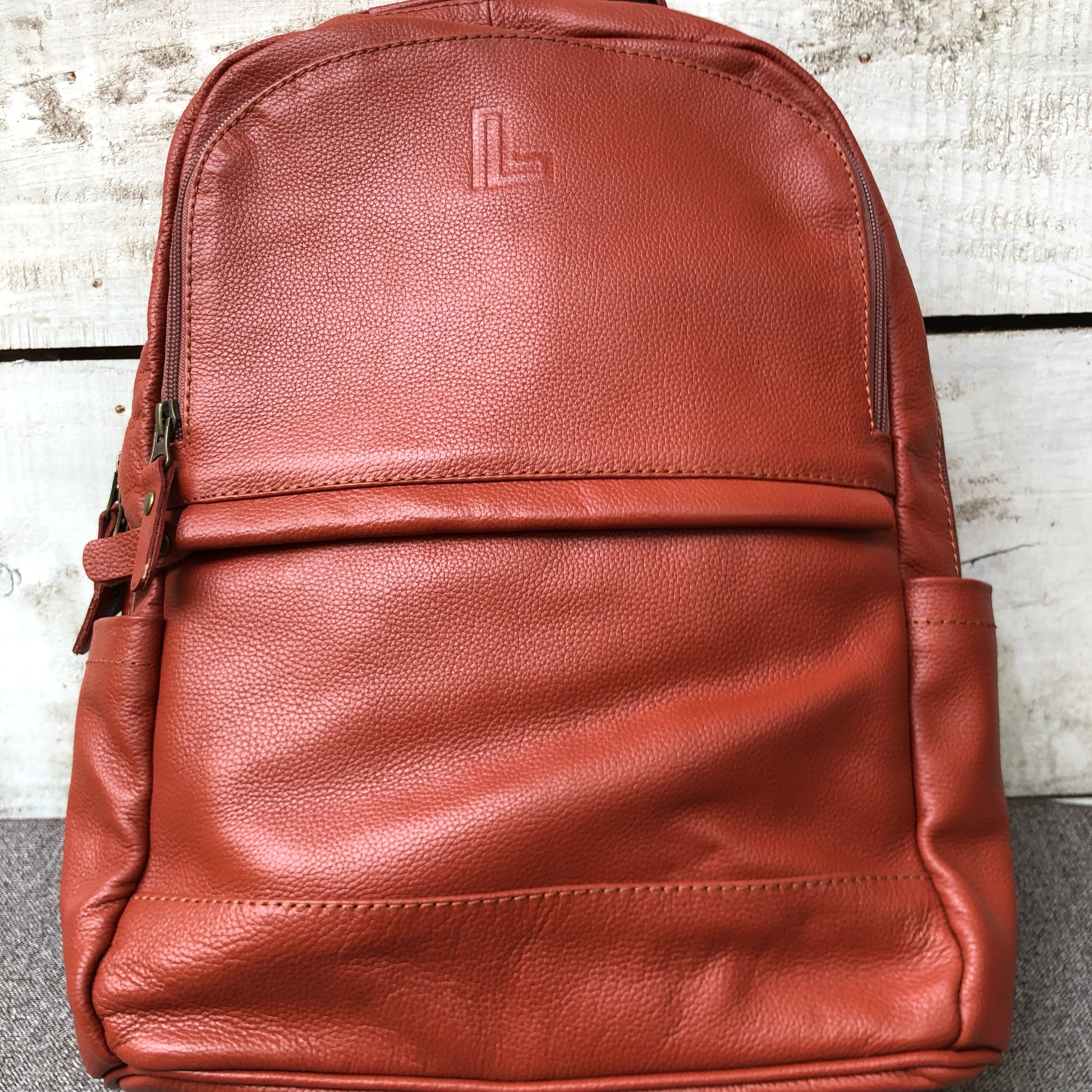 Maroon Trek Leather Backpack