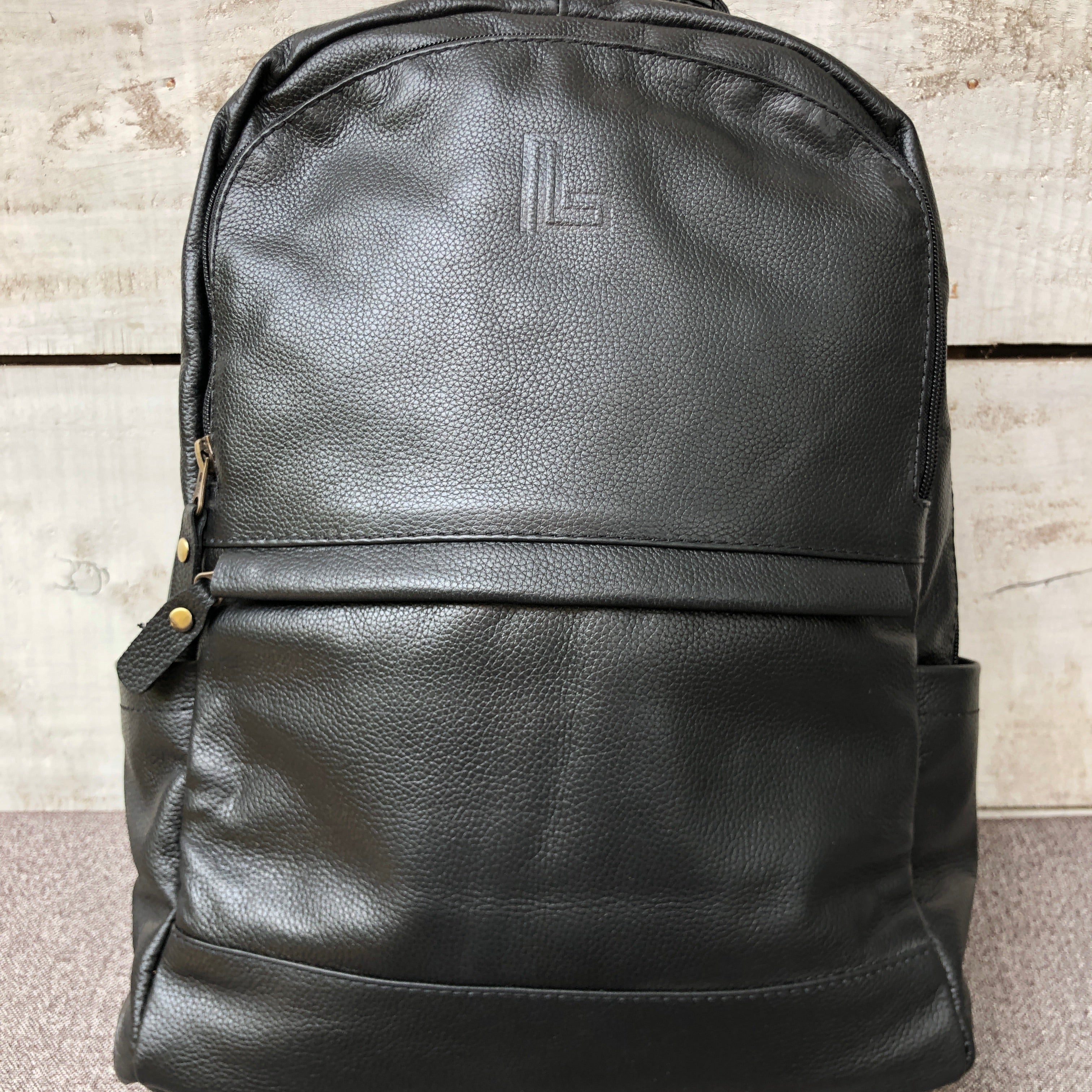Black Urban Leather Backpack