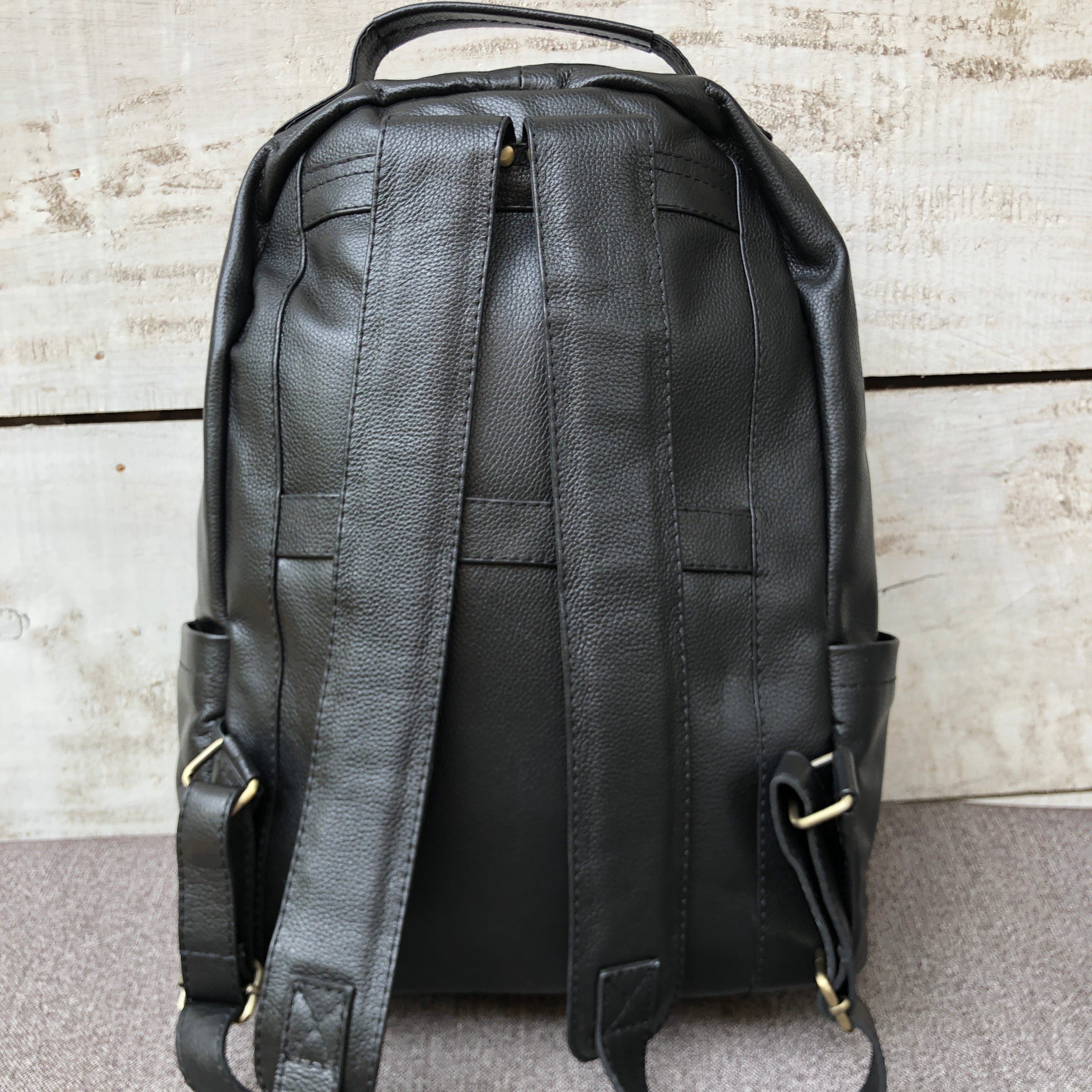Black Urban Leather Backpack